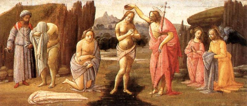 BARTOLOMEO DI GIOVANNI Predella: Baptism of Christ d oil painting image